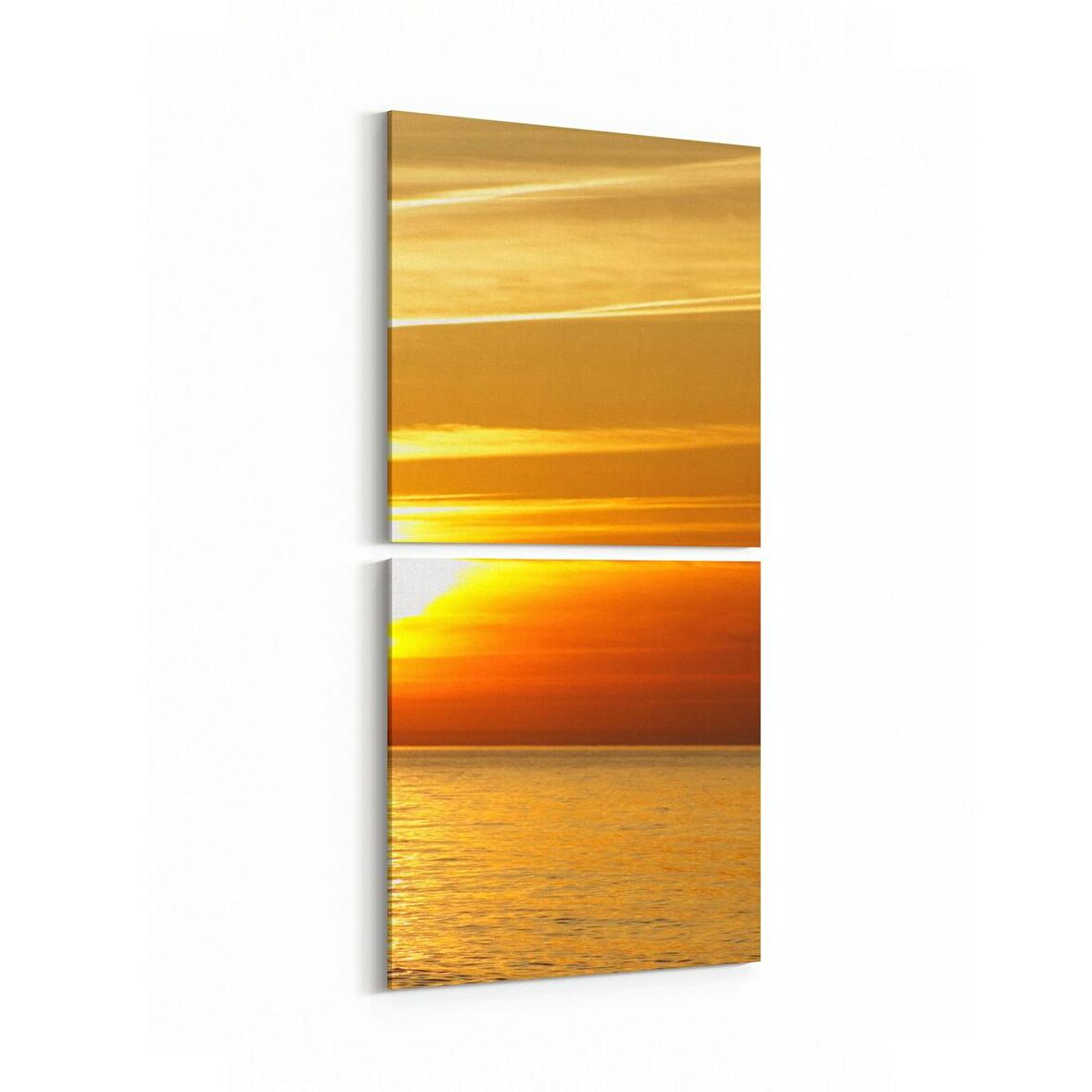 Olla 16140K2D Günbatımı Görseli Kare 2'li Dikey Kanvas Tablo (Ölçü: 30X65)