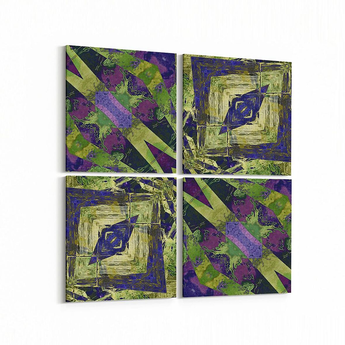 Olla 10284K4 Abstract Görsel Kare 4'lü Kanvas Tablo (Ölçü: 145X145)