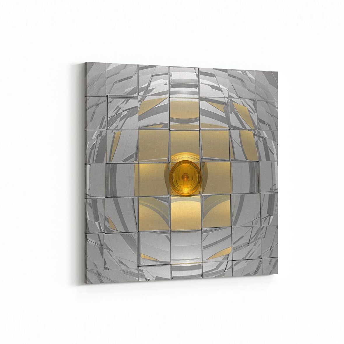 Olla 10047K Abstract 3 Boyut Görsel Kare Kanvas Tablo (Ölçü: 30X30)