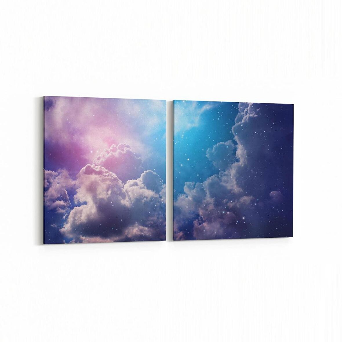 Olla 14776K2Y Gece Gökyüzü Görseli Kare 2'li Yatay Kanvas Tablo (Ölçü: 145X70)