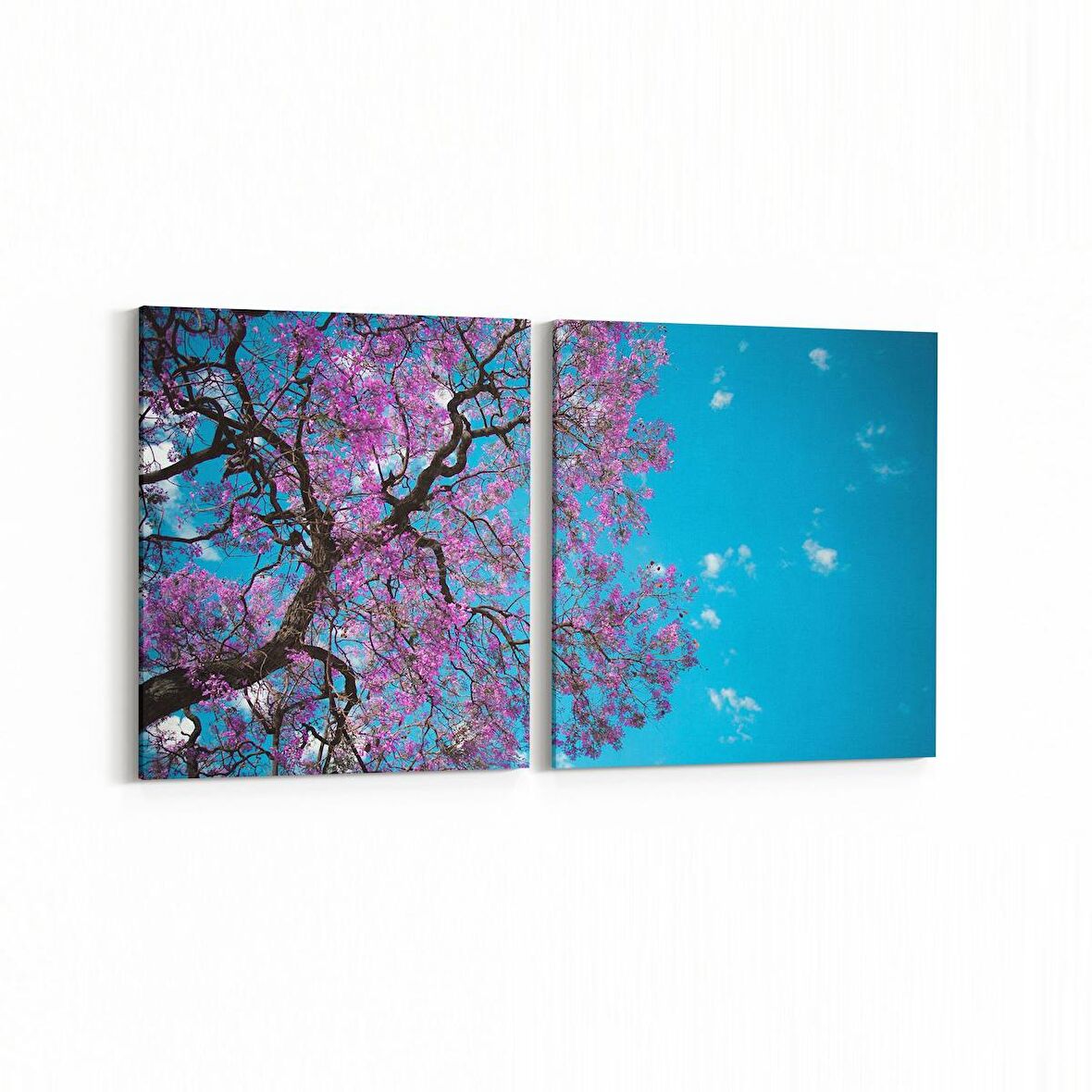 Olla 10625K2Y Ağaç Görseli Kare 2'li Yatay Kanvas Tablo (Ölçü: 85X40)