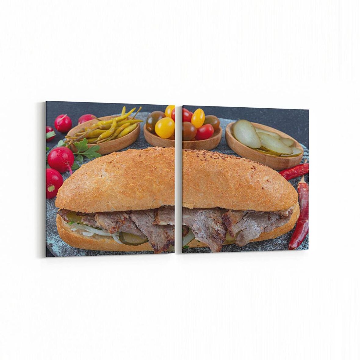 Olla 15071K2Y Gıda Görseli Kare 2'li Yatay Kanvas Tablo (Ölçü: 125X60)