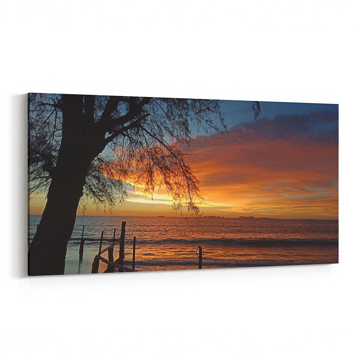 Olla 15982YD Günbatımı Görseli Yatay Dar Kanvas Tablo (Ölçü: 60X30)