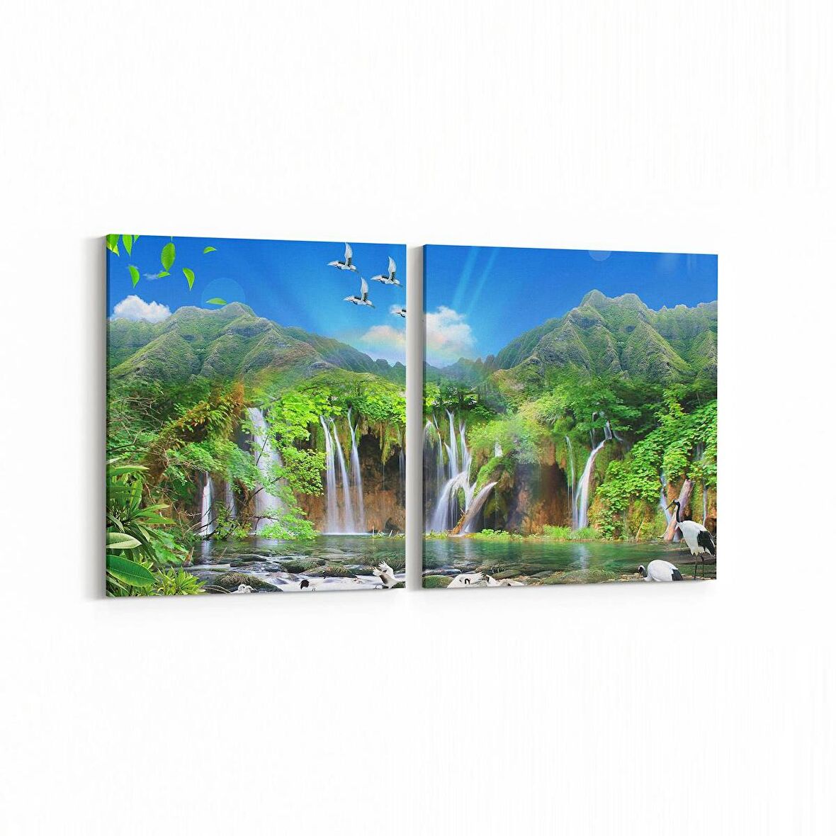 Olla 13226K2Y Doğa / Manzara Görseli Kare 2'li Yatay Kanvas Tablo (Ölçü: 65X30)