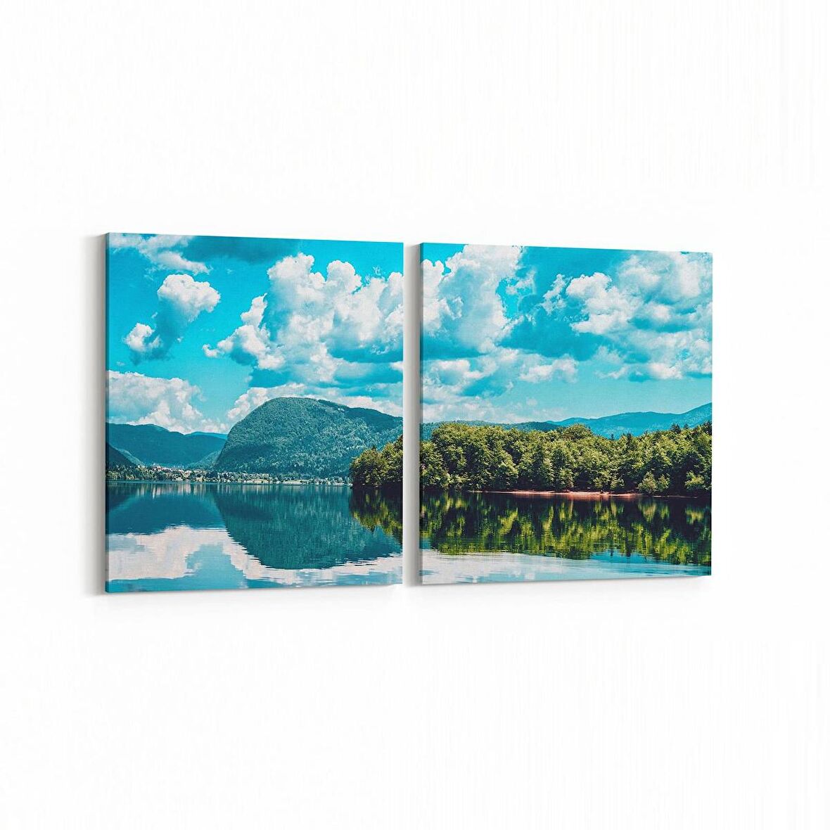 Olla 13556K2Y Doğa / Manzara Görseli Kare 2'li Yatay Kanvas Tablo (Ölçü: 145X70)