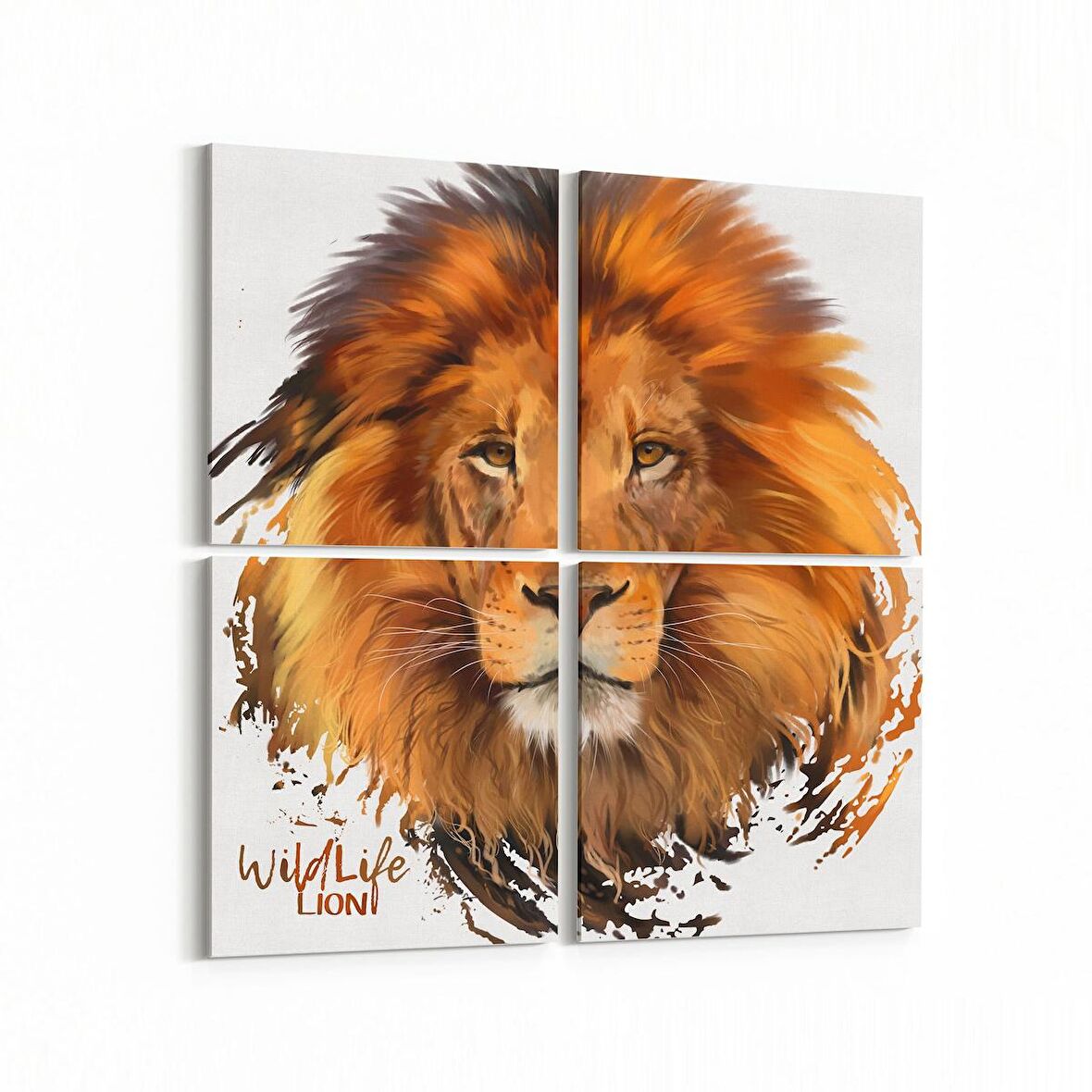 Olla 12629K4 Hayvanlar Alemi Görseli Kare 4'lü Kanvas Tablo (Ölçü: 145X145)