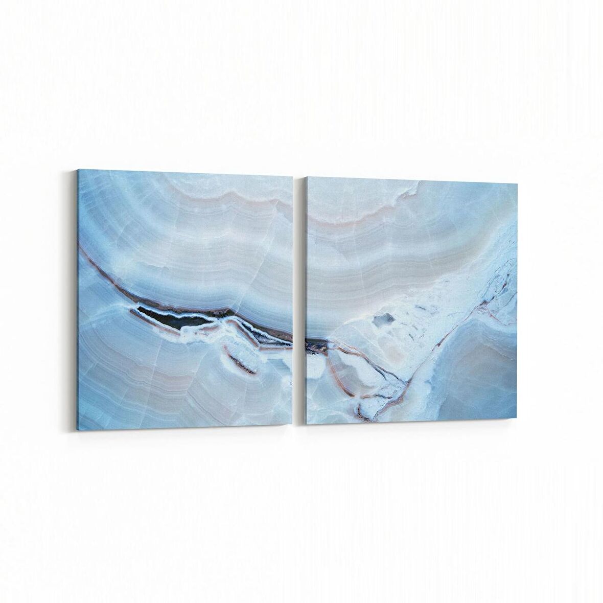 Olla 16718K2Y Mermer Desen Görsel Kare 2'li Yatay Kanvas Tablo (Ölçü: 65X30)