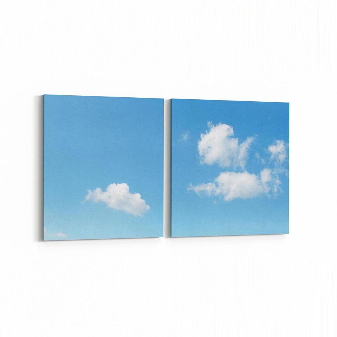 Olla 15408K2Y Gökyüzü Bulut Görseli Kare 2'li Yatay Kanvas Tablo (Ölçü: 105X50)