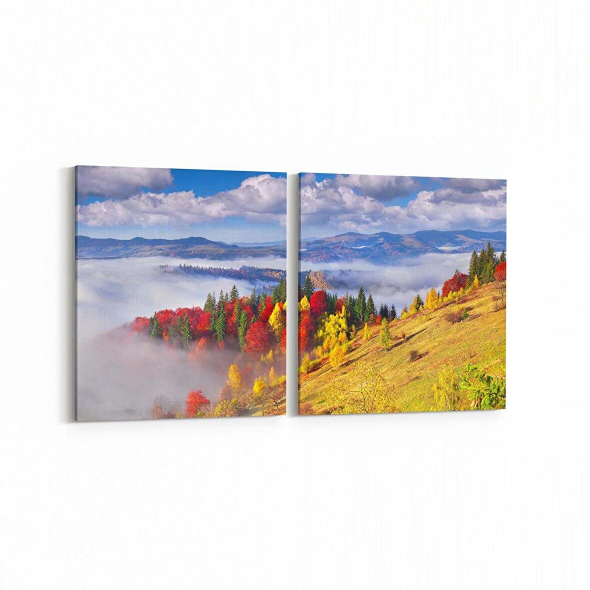 Olla 13732K2Y Doğa / Manzara Görseli Kare 2'li Yatay Kanvas Tablo (Ölçü: 145X70)