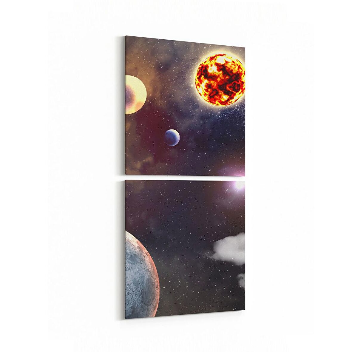 Olla 17619K2D Uzay Görseli Kare 2'li Dikey Kanvas Tablo (Ölçü: 30X65)