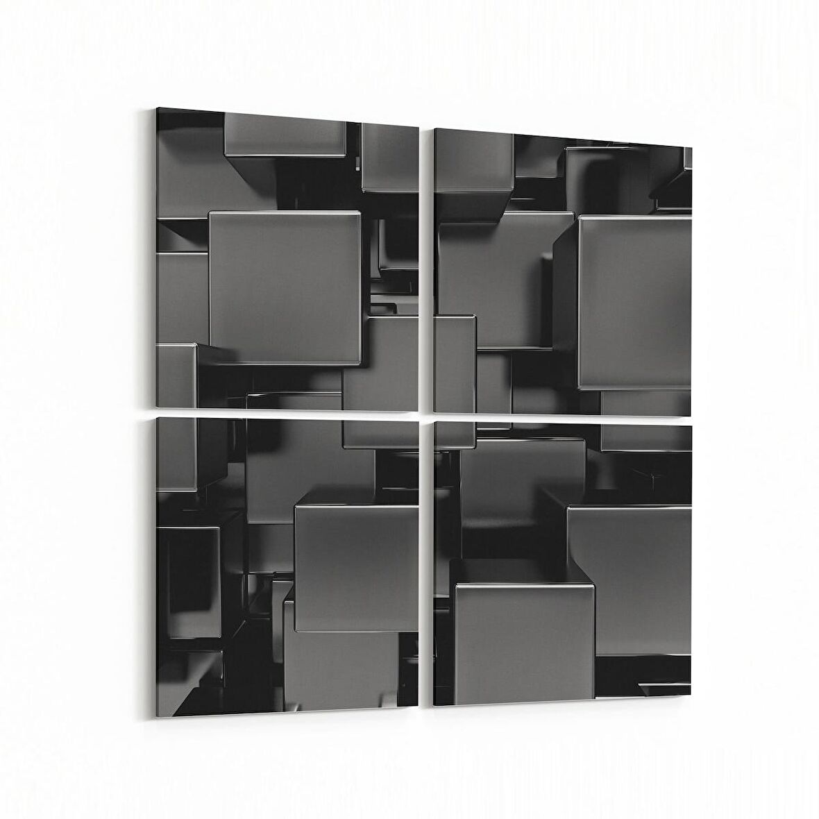 Olla 10058K4 Abstract 3 Boyut Görsel Kare 4'lü Kanvas Tablo (Ölçü: 105X105)