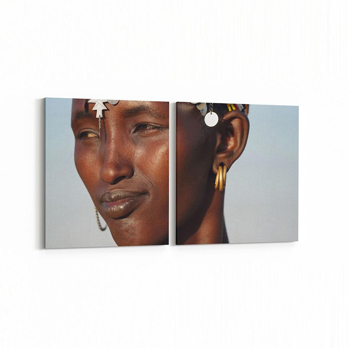 Olla 16858K2Y Model / Manken Görseli 2'li Yatay Kanvas Tablo (Ölçü: 125X60)