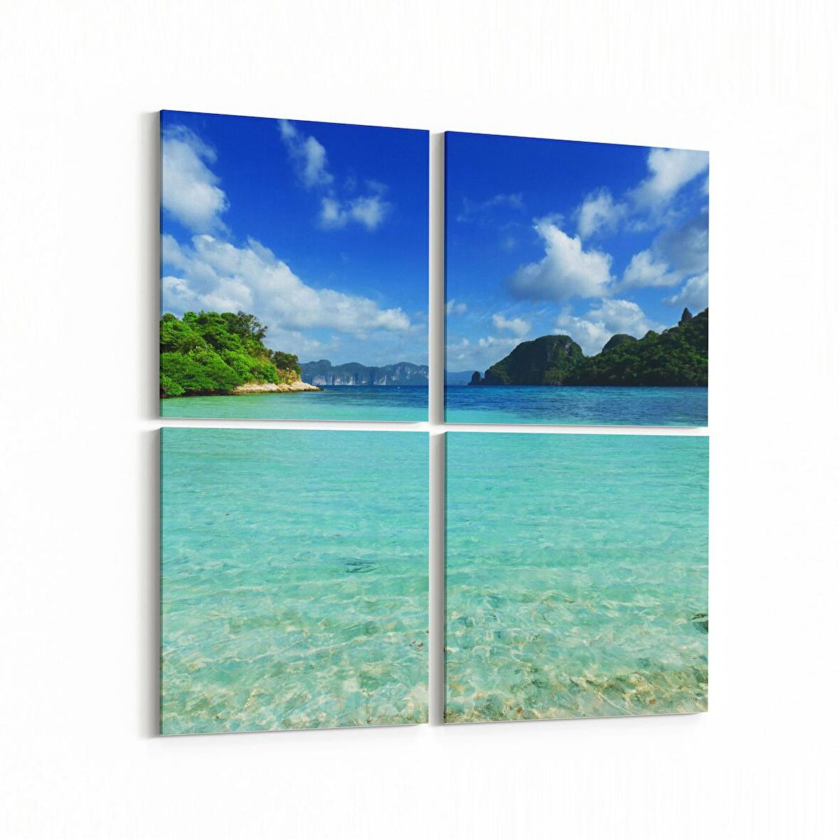 Olla 16594K4 Kumsal / Sahil Görseli Kare 4'lü Kanvas Tablo (Ölçü: 65X65)