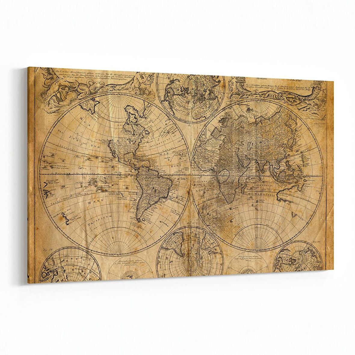 Olla 16207Y Harita Görseli Yatay Kanvas Tablo (Ölçü: 45X30)