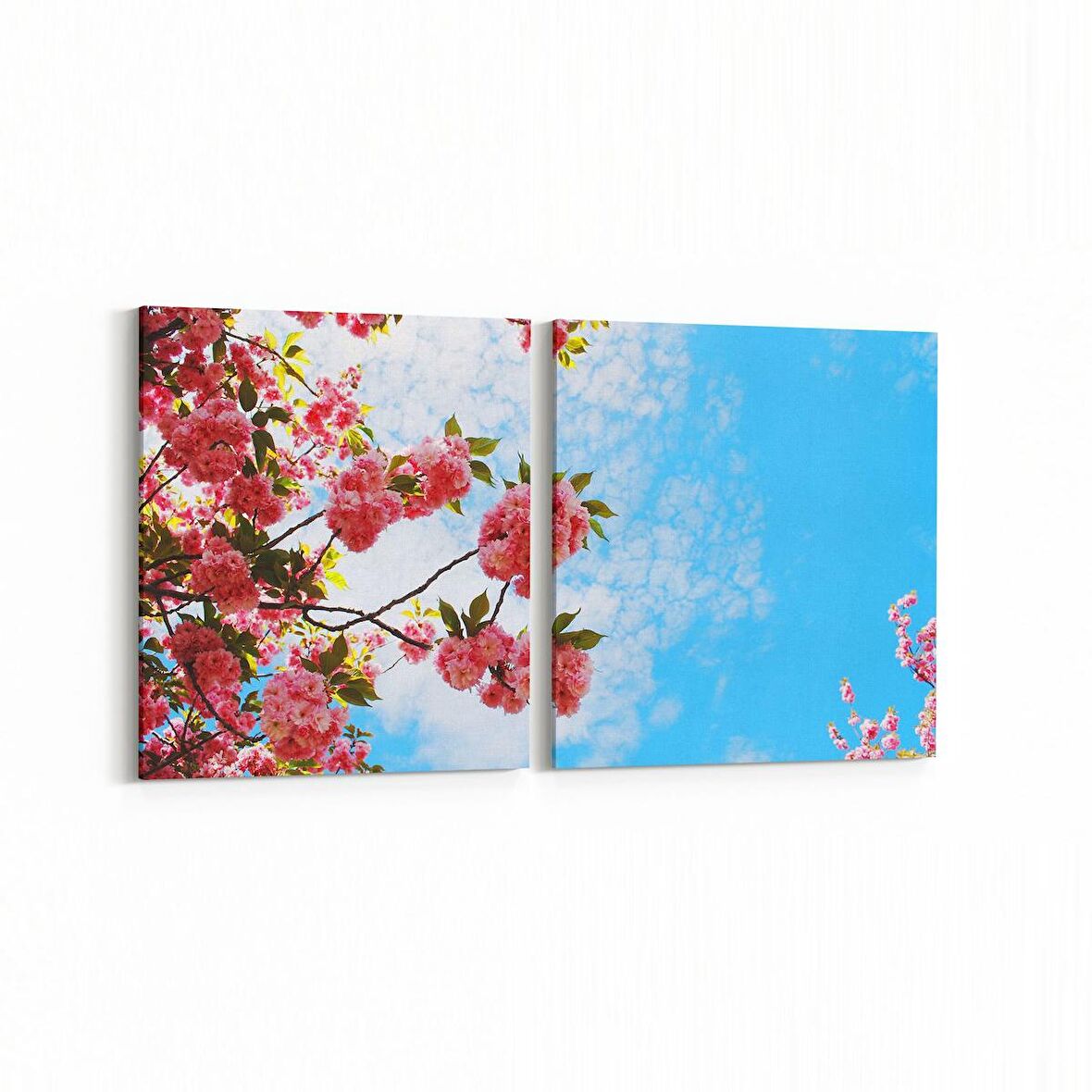 Olla 10468K2Y Ağaç Görseli Kare 2'li Yatay Kanvas Tablo (Ölçü: 125X60)