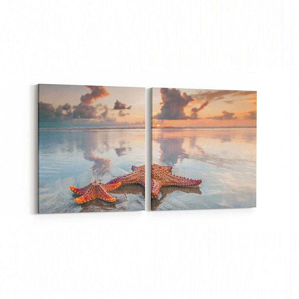 Olla 12970K2Y Deniz / Okyanus Görseli Kare 2'li Yatay Kanvas Tablo (Ölçü: 125X60)