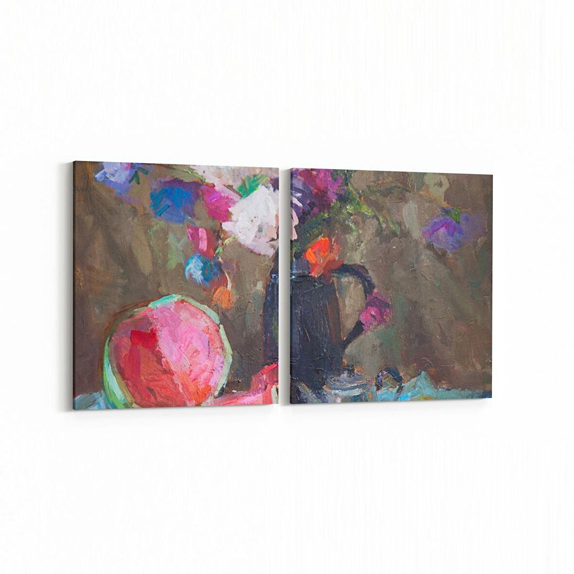 Olla 17768K2D Yağlı Boya Görseli Kare 2'li Dikey Kanvas Tablo (Ölçü: 30X65)