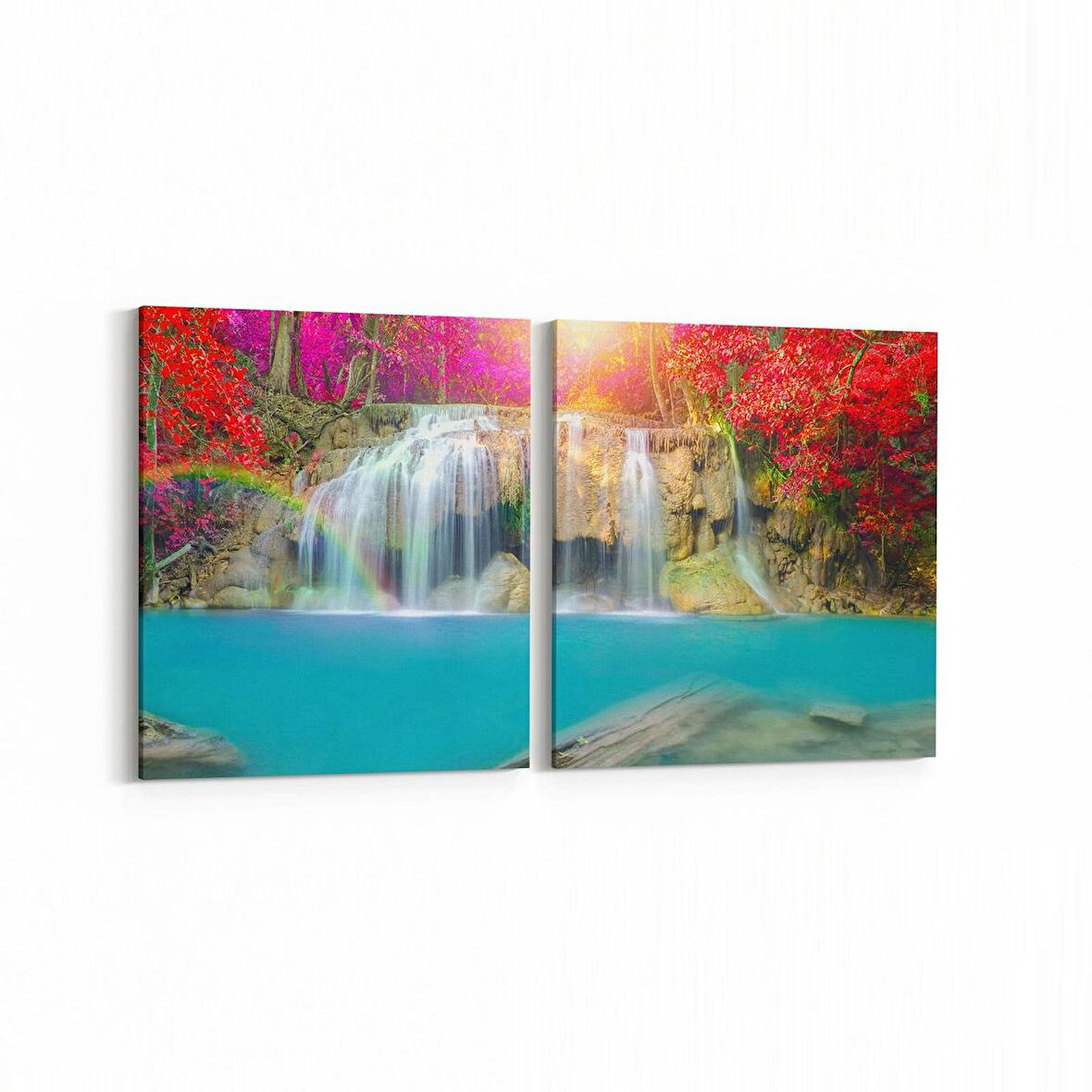 Olla 13807K2Y Doğa / Manzara Görseli Kare 2'li Yatay Kanvas Tablo (Ölçü: 145X70)