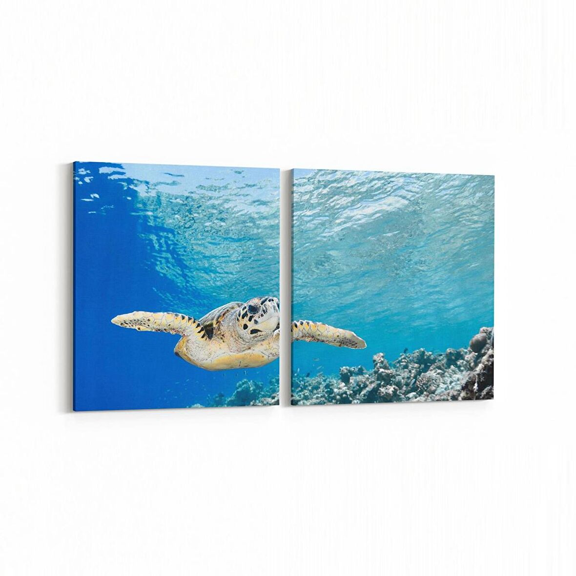 Olla 12905K2Y Deniz / Okyanus Görseli Kare 2'li Yatay Kanvas Tablo (Ölçü: 125X60)