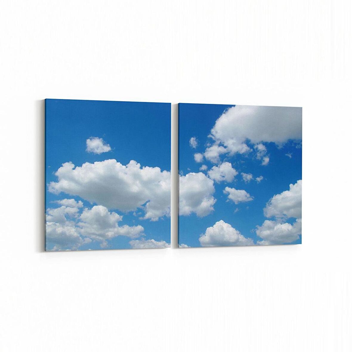 Olla 15479K2Y Gökyüzü Bulut Görseli Kare 2'li Yatay Kanvas Tablo (Ölçü: 65X30)
