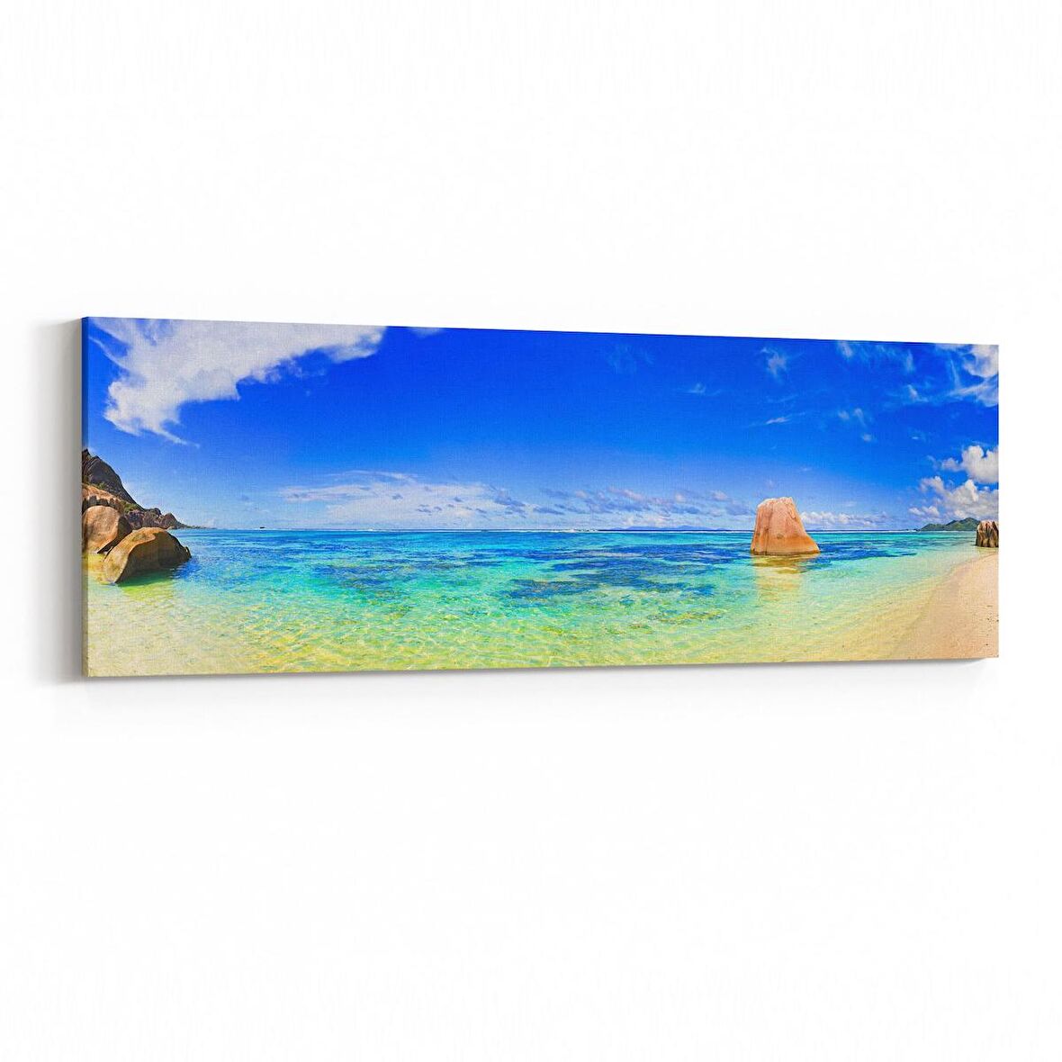 Olla 16378YI Kumsal / Sahil Görseli Yatay İnce Kanvas Tablo (Ölçü: 90X30)