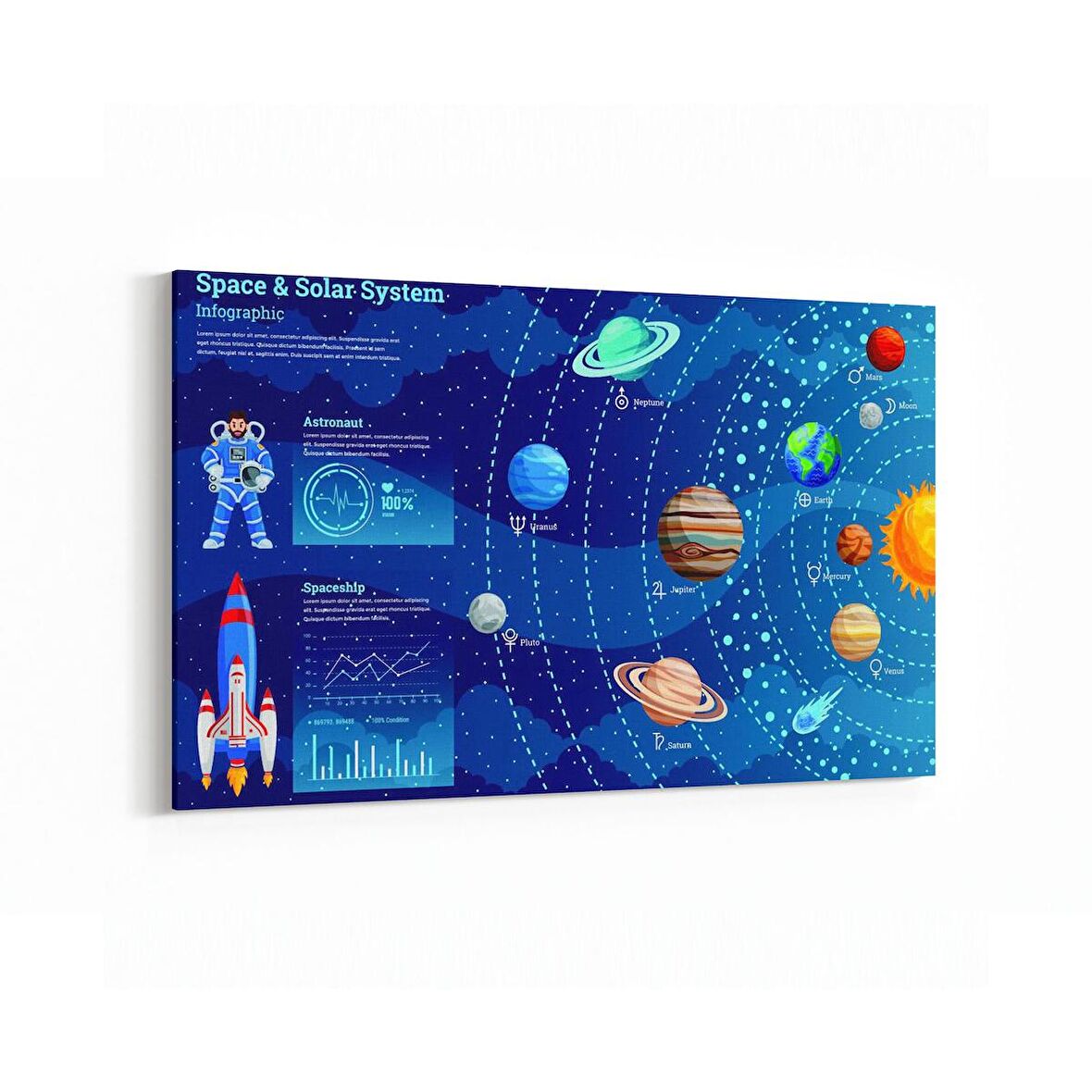 Olla 17599Y Uzay Görseli Yatay Kanvas Tablo (Ölçü: 45X30)