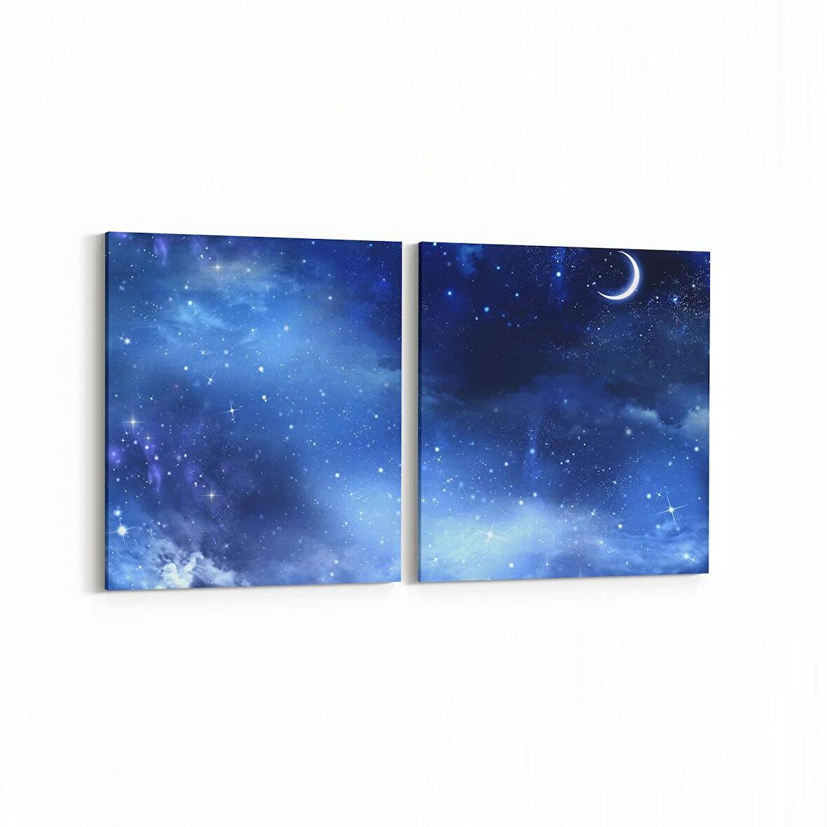 Olla 14710K2Y Gece Gökyüzü Görseli Kare 2'li Yatay Kanvas Tablo (Ölçü: 145X70)