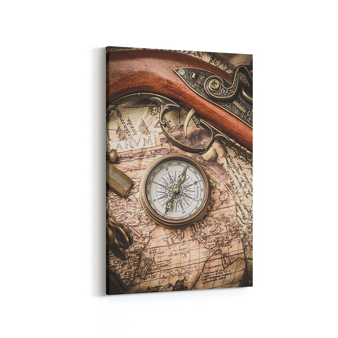 Olla 16185D Harita Görseli Dikey Kanvas Tablo (Ölçü: 60X90)