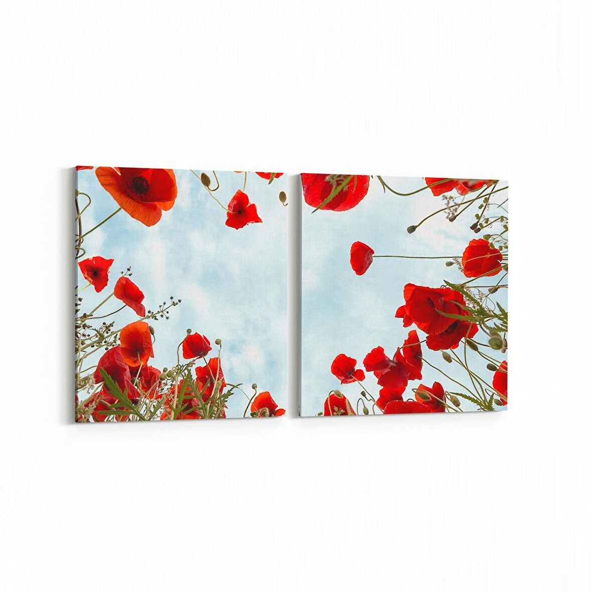 Olla 10585K2Y Ağaç Görseli Kare 2'li Yatay Kanvas Tablo (Ölçü: 105X50)