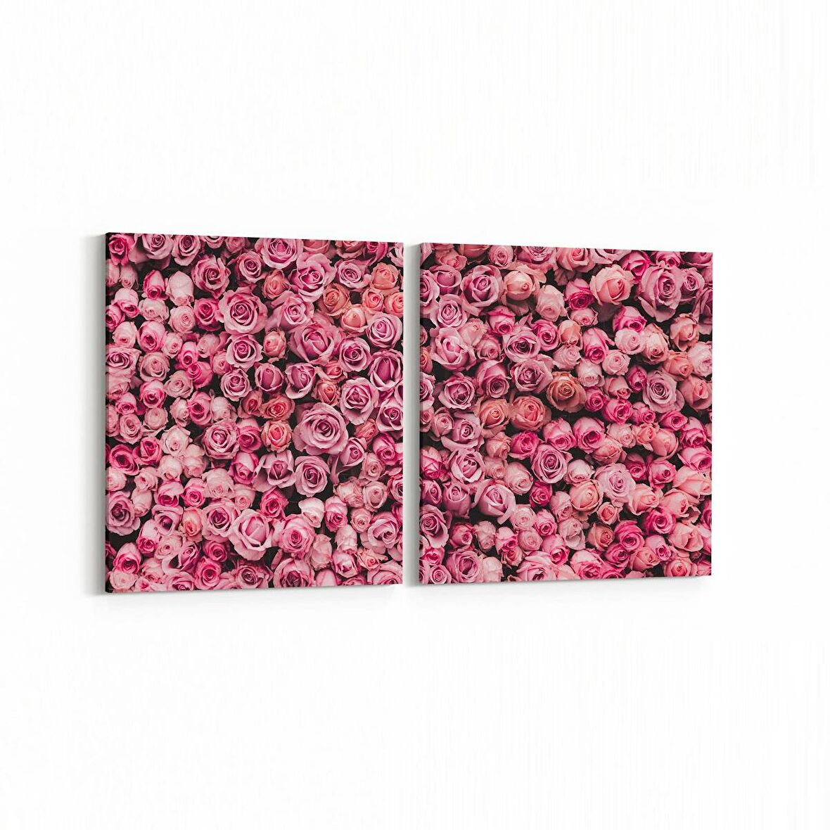 Olla 11627K2Y Çiçek Görseli Kare 2'li Yatay Kanvas Tablo (Ölçü: 105X50)