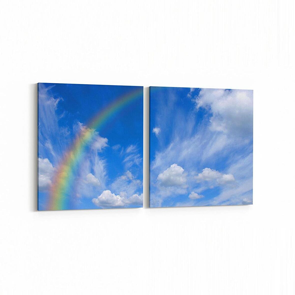Olla 15649K2Y Gökyüzü Bulut Görseli Kare 2'li Yatay Kanvas Tablo (Ölçü: 125X60)