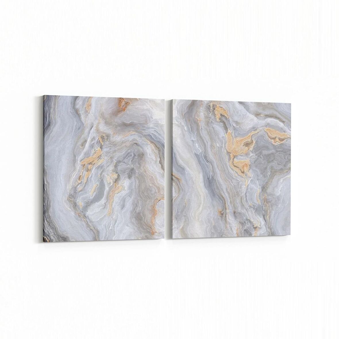 Olla 16649K2Y Mermer Desen Görsel Kare 2'li Yatay Kanvas Tablo (Ölçü: 145X70)
