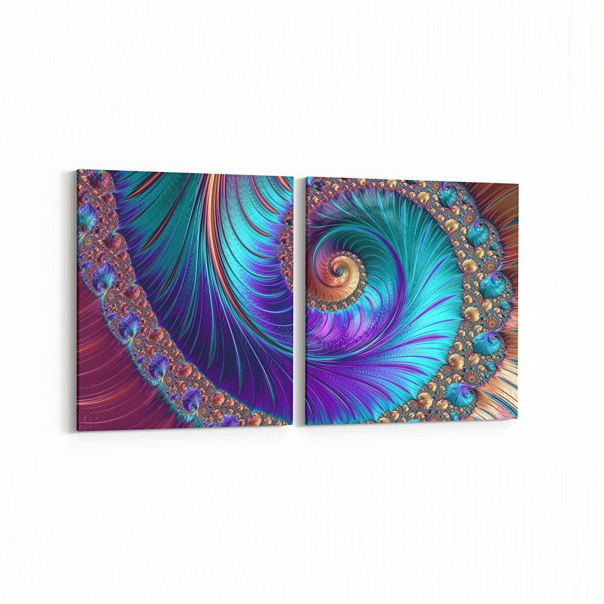 Olla 10126K2Y Abstract Görsel Kare 2'li Yatay Kanvas Tablo (Ölçü: 65X30)