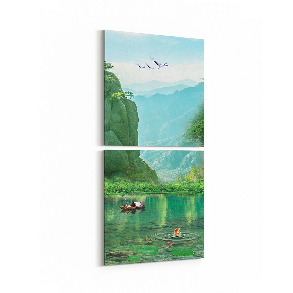 Olla 13327K2D Doğa / Manzara Görseli Kare 2'li Dikey Kanvas Tablo (Ölçü: 30X65)