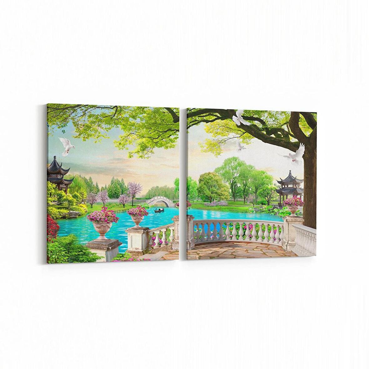 Olla 13663K2Y Doğa / Manzara Görseli Kare 2'li Yatay Kanvas Tablo (Ölçü: 125X60)