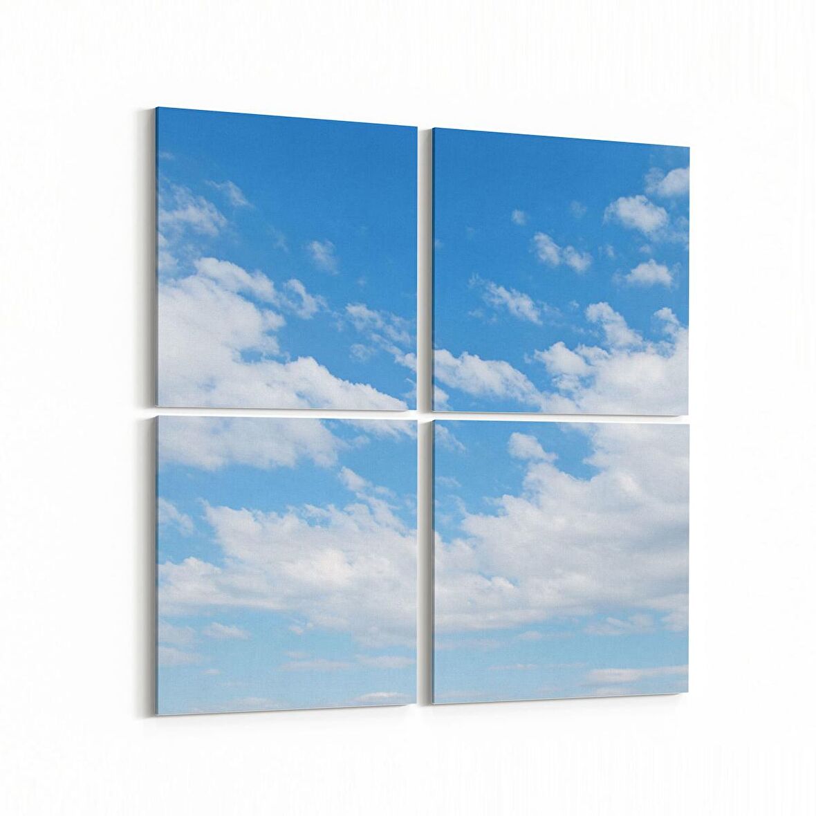 Olla 15413K4 Gökyüzü Bulut Görseli Kare 4'lü Kanvas Tablo (Ölçü: 105X105)