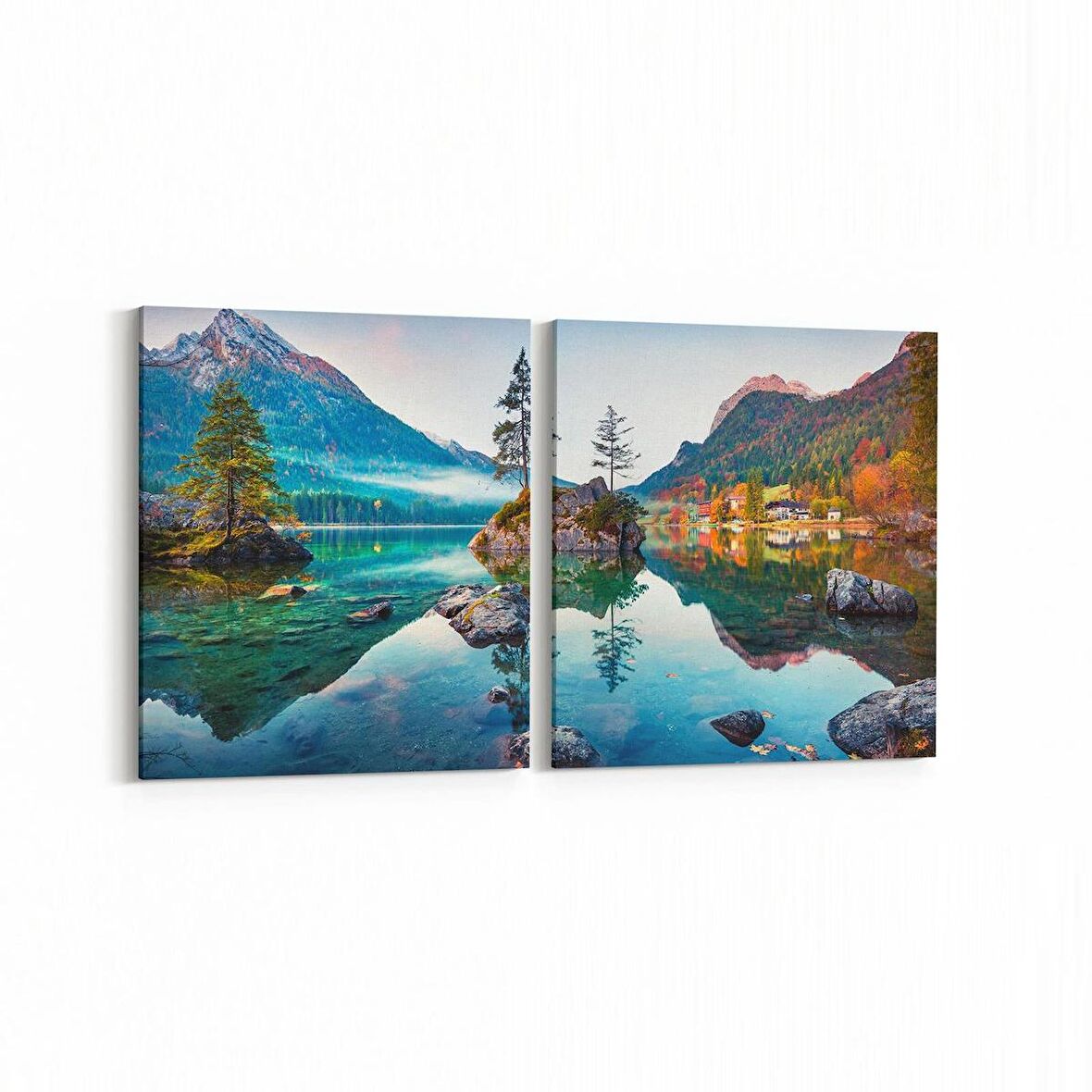 Olla 14488K2Y Doğa / Manzara Görseli Kare 2'li Yatay Kanvas Tablo (Ölçü: 125X60)