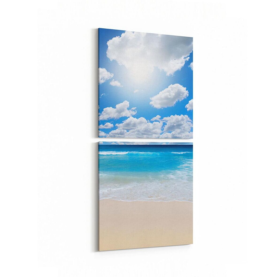 Olla 16352K2D Kumsal / Sahil Görseli Kare 2'li Dikey Kanvas Tablo (Ölçü: 30X65)