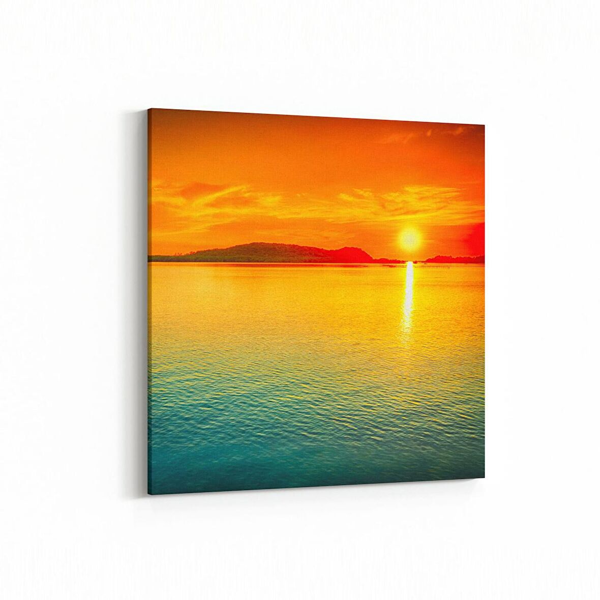 Olla 15940K Günbatımı Görseli Kare Kanvas Tablo (Ölçü: 25X25)