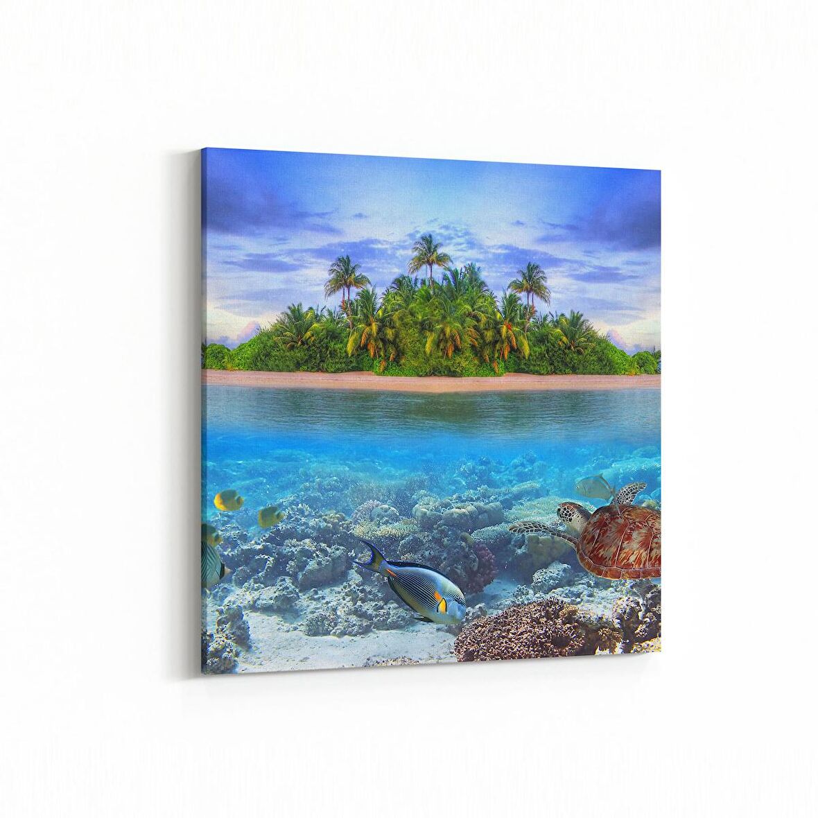 Olla 16341K Kumsal / Sahil Görseli Kare Kanvas Tablo (Ölçü: 100X100)