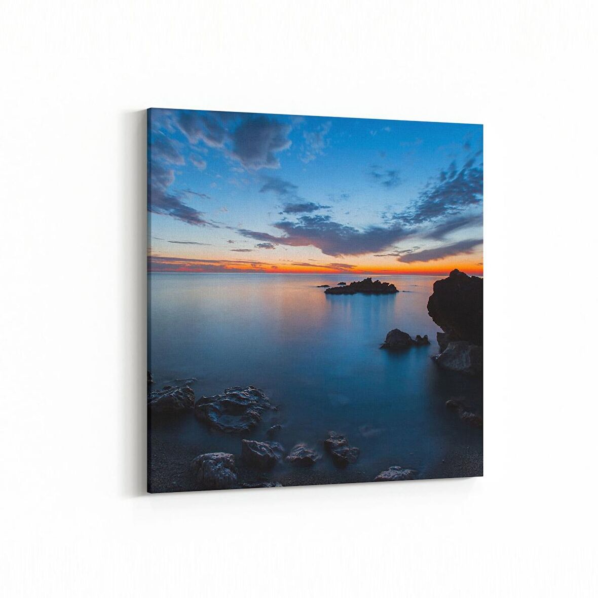 Olla 16022K Günbatımı Görseli Kare Kanvas Tablo (Ölçü: 100X100)