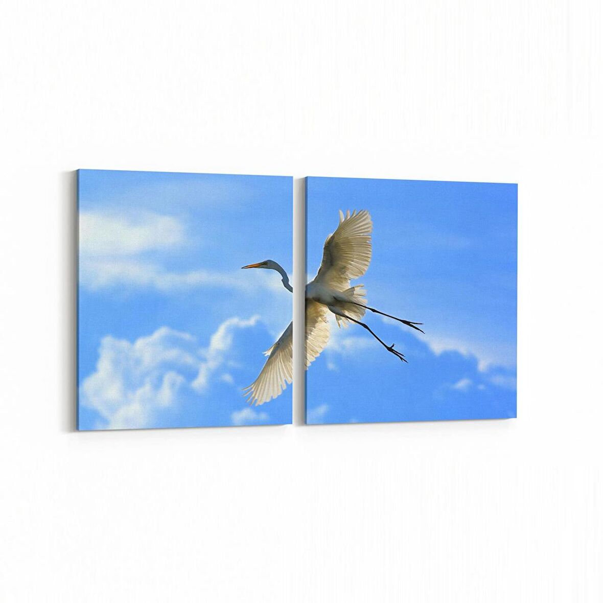 Olla 15841K2Y Gökyüzü Kuşlar Görseli Kare 2'li Yatay Kanvas Tablo (Ölçü: 105X50)