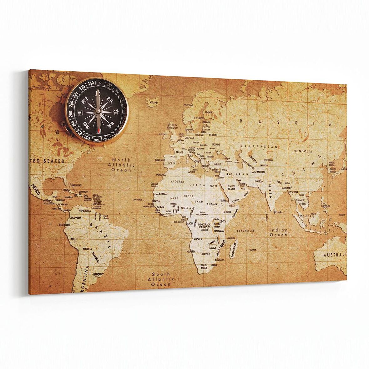 Olla 16221Y Harita Görseli Yatay Kanvas Tablo (Ölçü: 45X30)