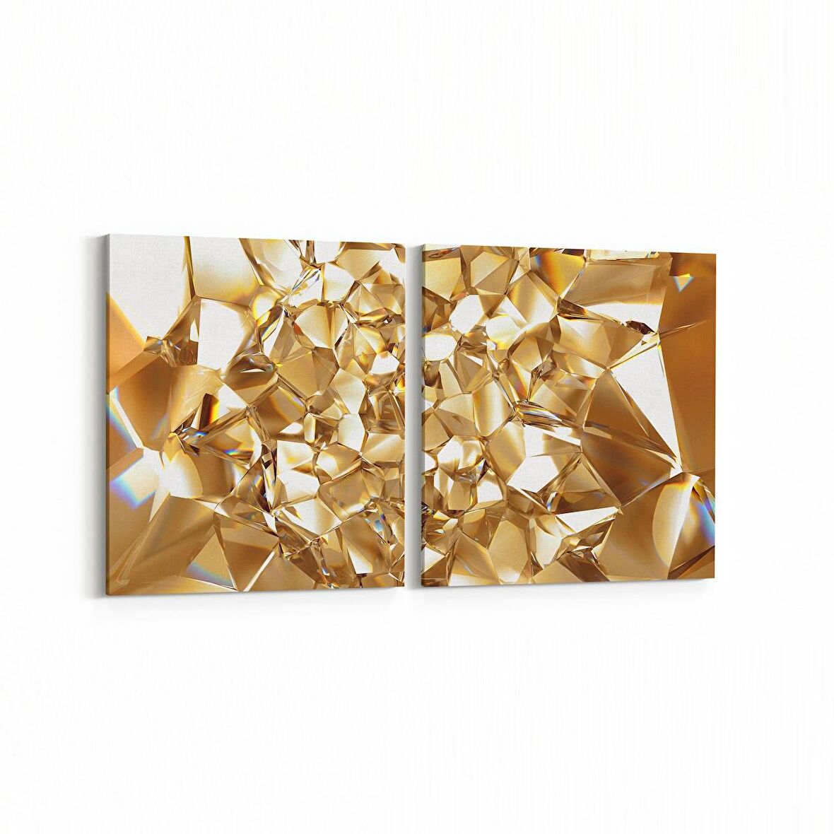 Olla 10089K2Y Abstract Görsel Kare 2'li Yatay Kanvas Tablo (Ölçü: 125X60)