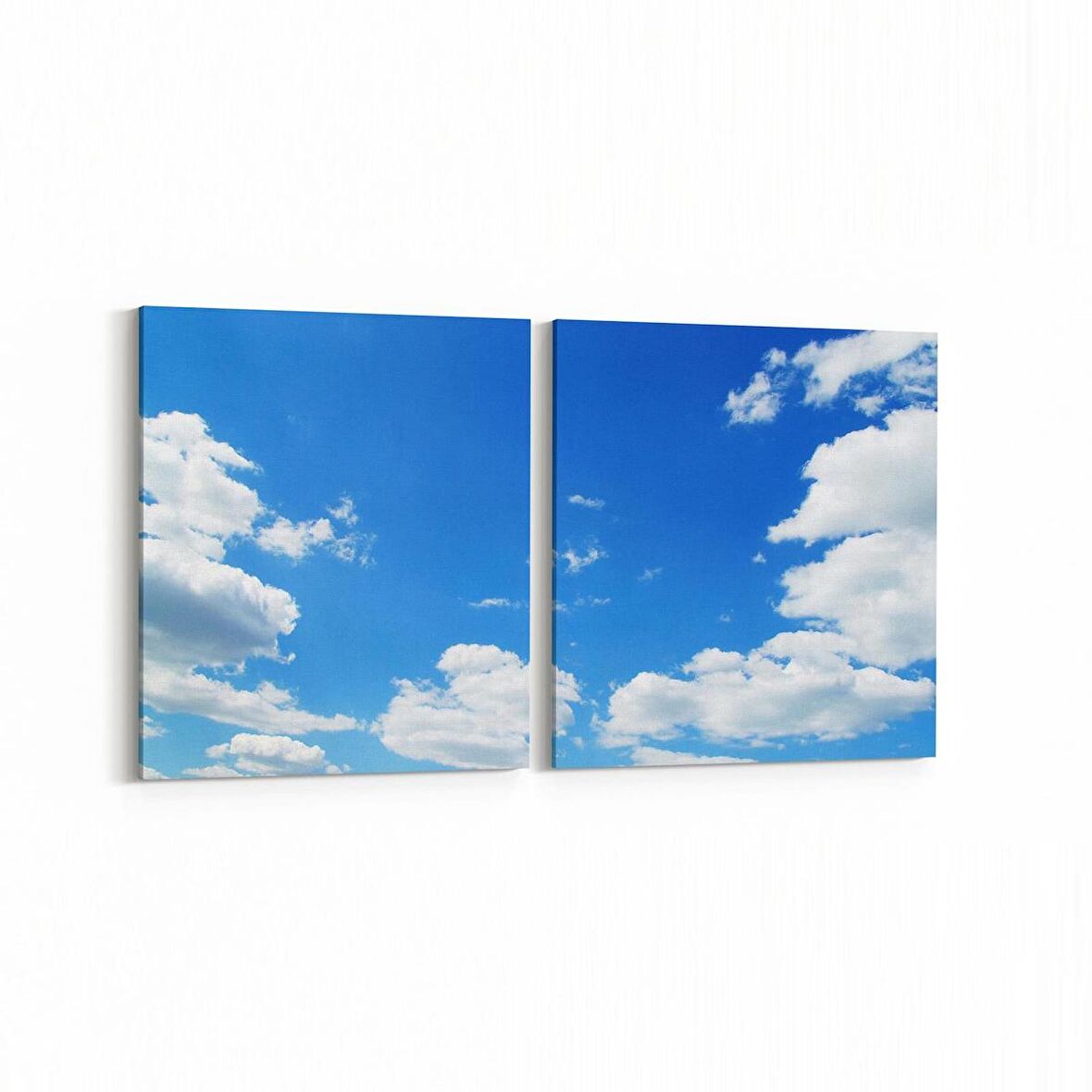 Olla 15467K2Y Gökyüzü Bulut Görseli Kare 2'li Yatay Kanvas Tablo (Ölçü: 85X40)