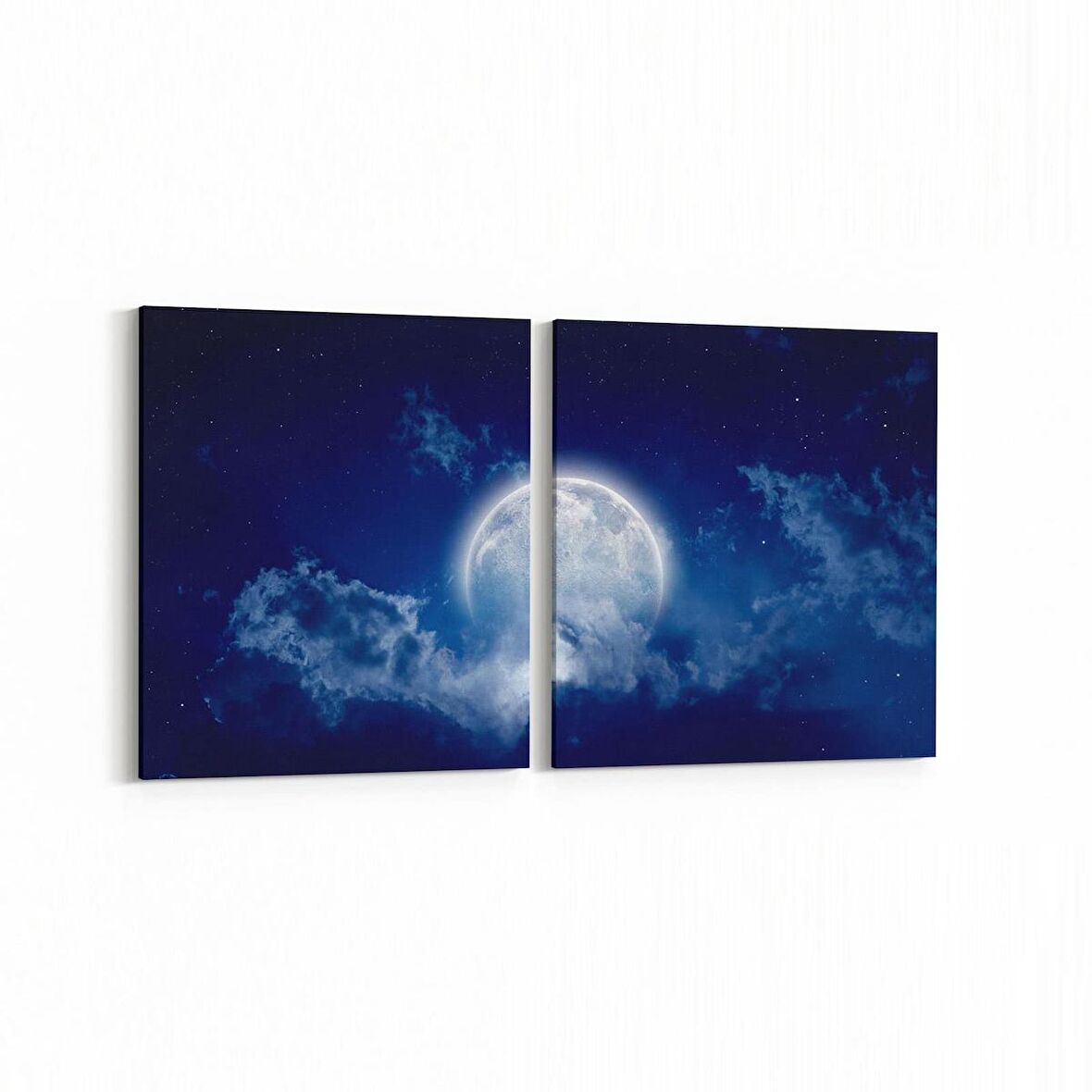 Olla 14663K2Y Gece Gökyüzü Görseli Kare 2'li Yatay Kanvas Tablo (Ölçü: 105X50)