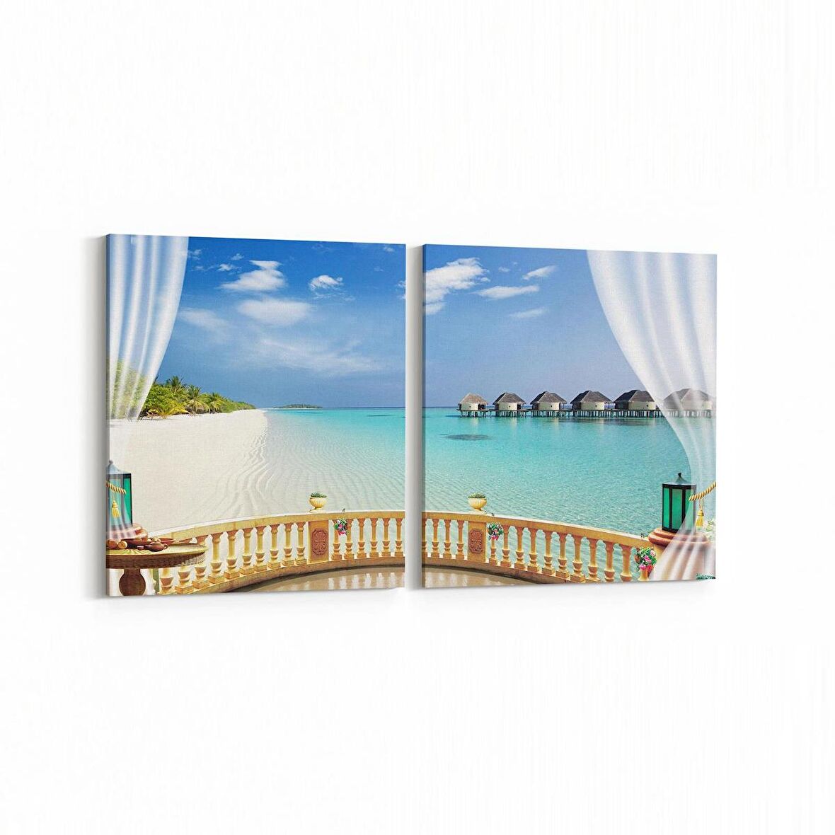 Olla 13326K2Y Doğa / Manzara Görseli Kare 2'li Yatay Kanvas Tablo (Ölçü: 145X70)