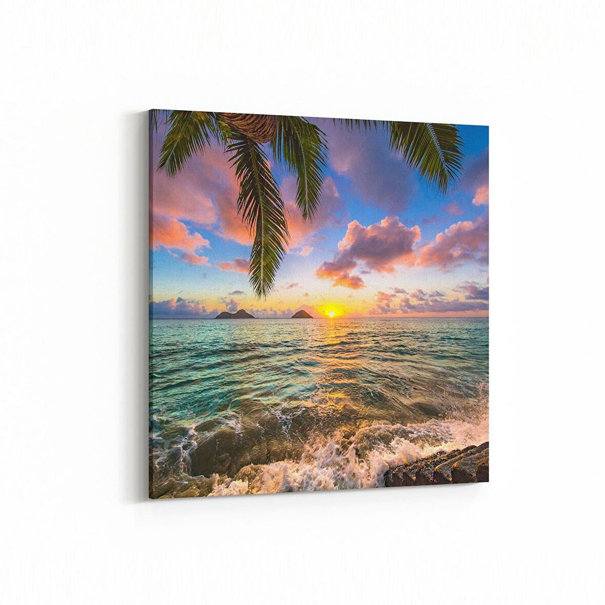 Olla 16063K Günbatımı Görseli Kare Kanvas Tablo (Ölçü: 30X30)