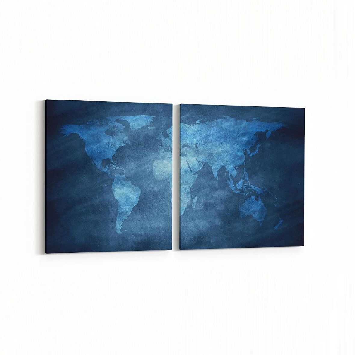 Olla 16202K2Y Harita Görseli Kare 2'li Yatay Kanvas Tablo (Ölçü: 145X70)