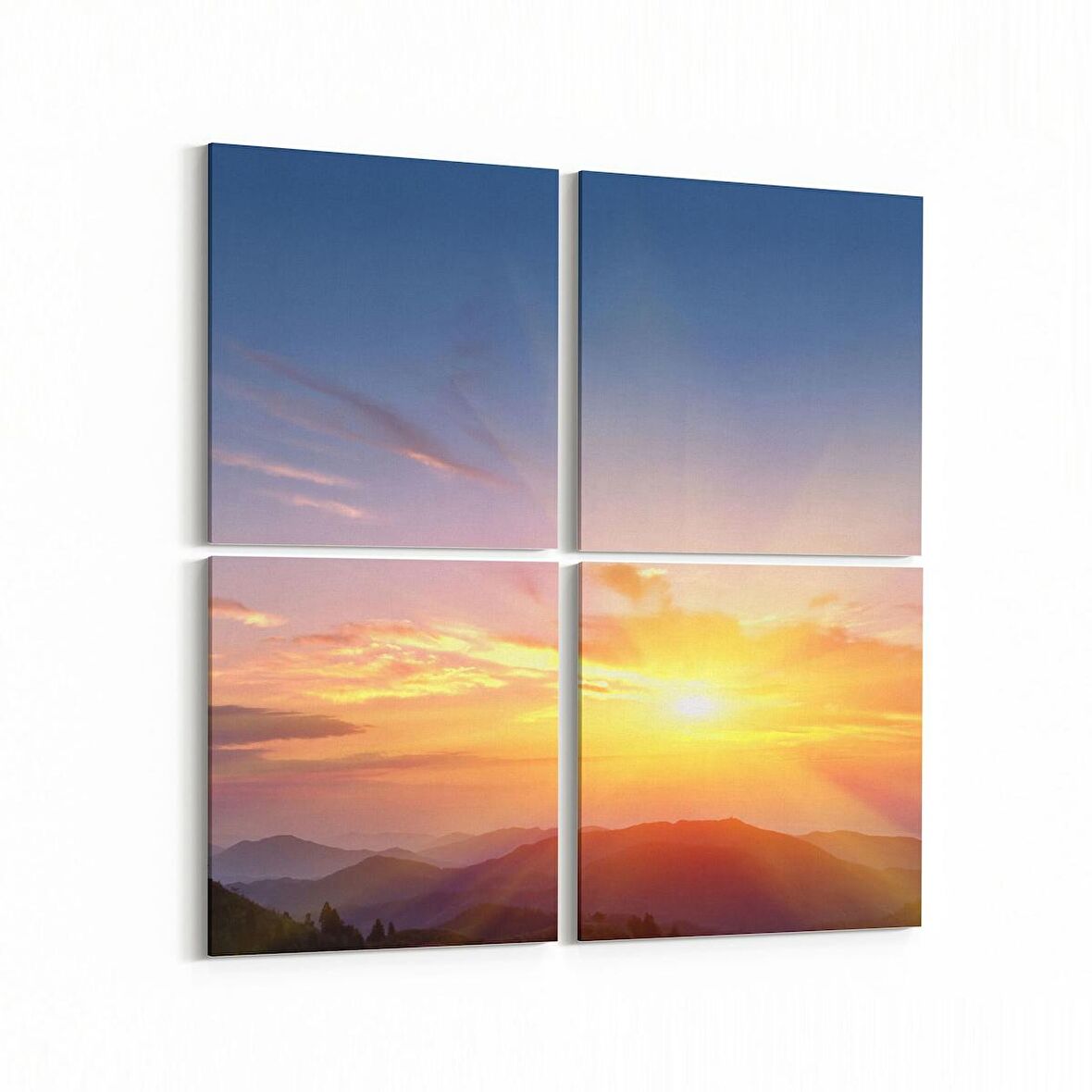 Olla 15911K4 Günbatımı Görseli Kare 4'lü Kanvas Tablo (Ölçü: 145X145)